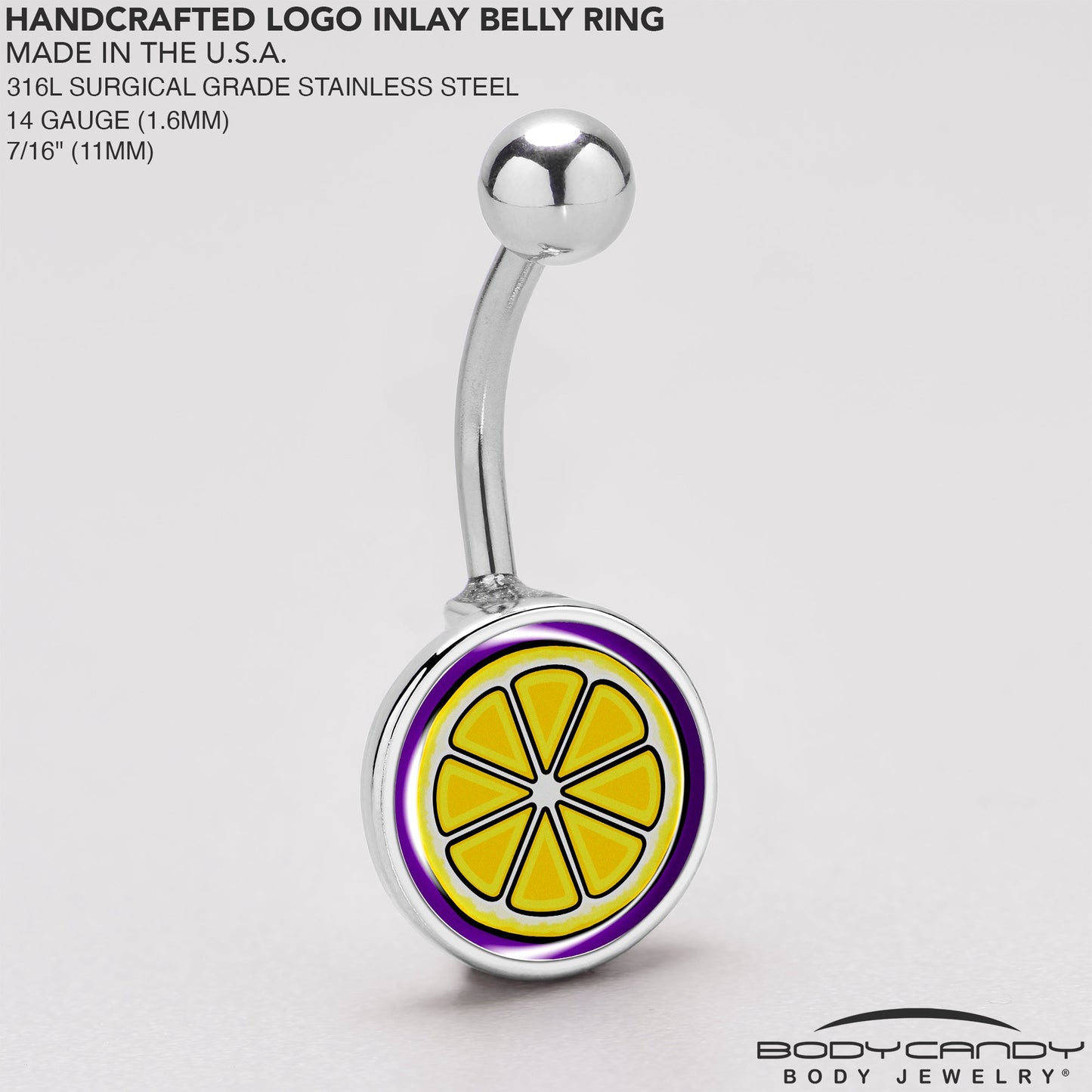Yellow Slice of Lemon Belly Ring by Onyx O