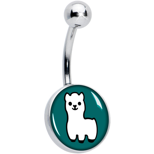 White Llama Belly Ring by Onyx O