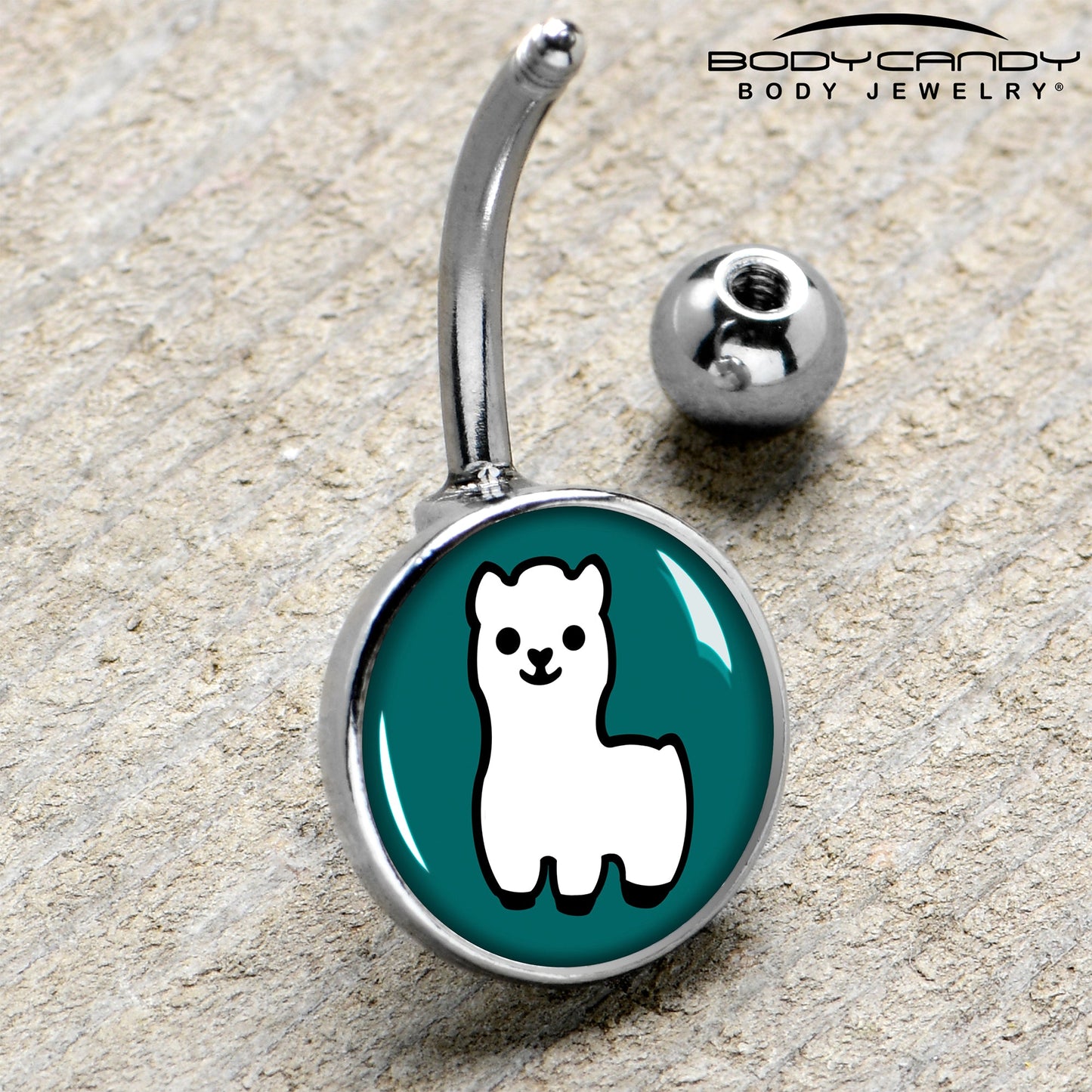 White Llama Belly Ring by Onyx O