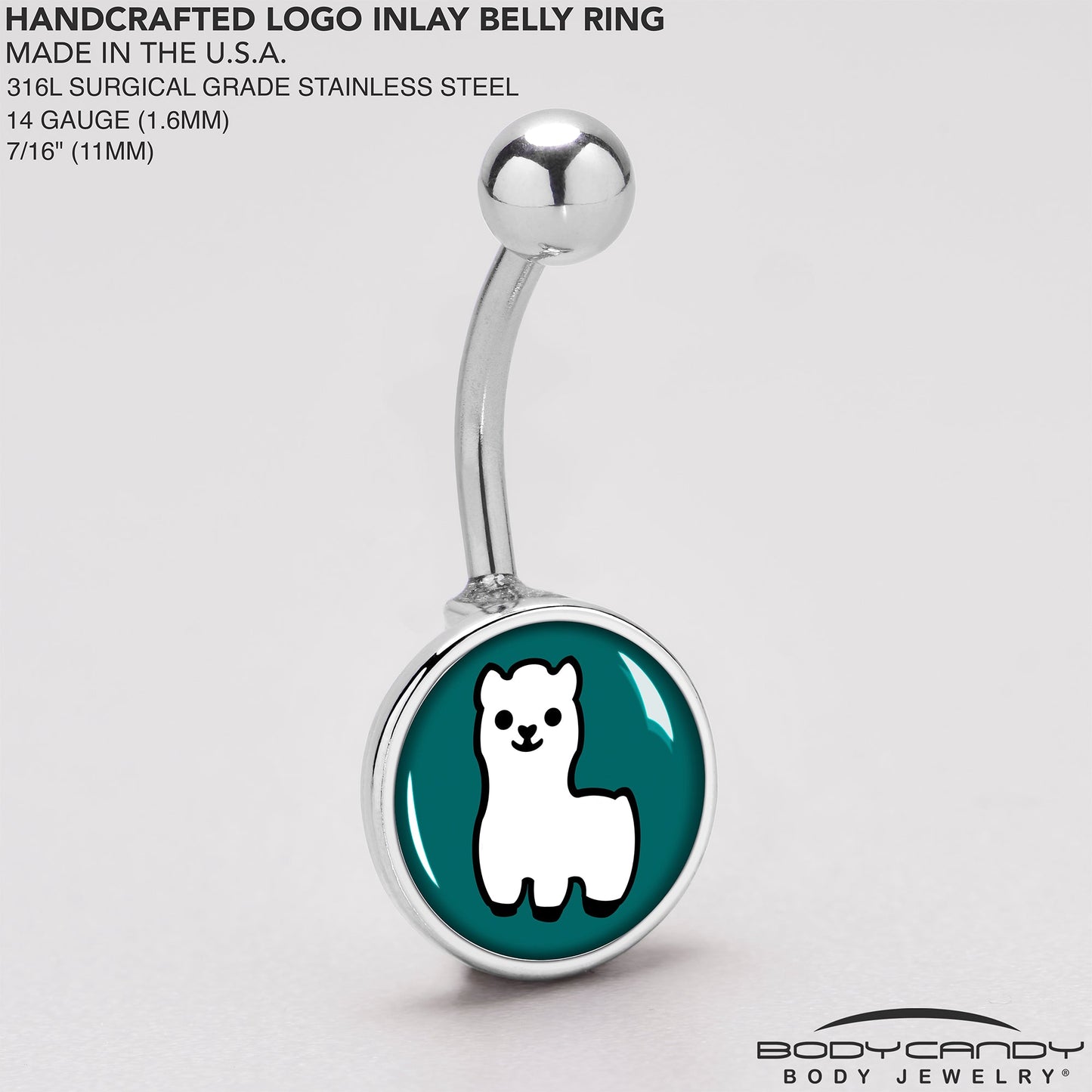White Llama Belly Ring by Onyx O