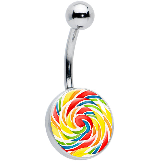 Rainbow Swirl Lollipop Belly Ring by Onyx O