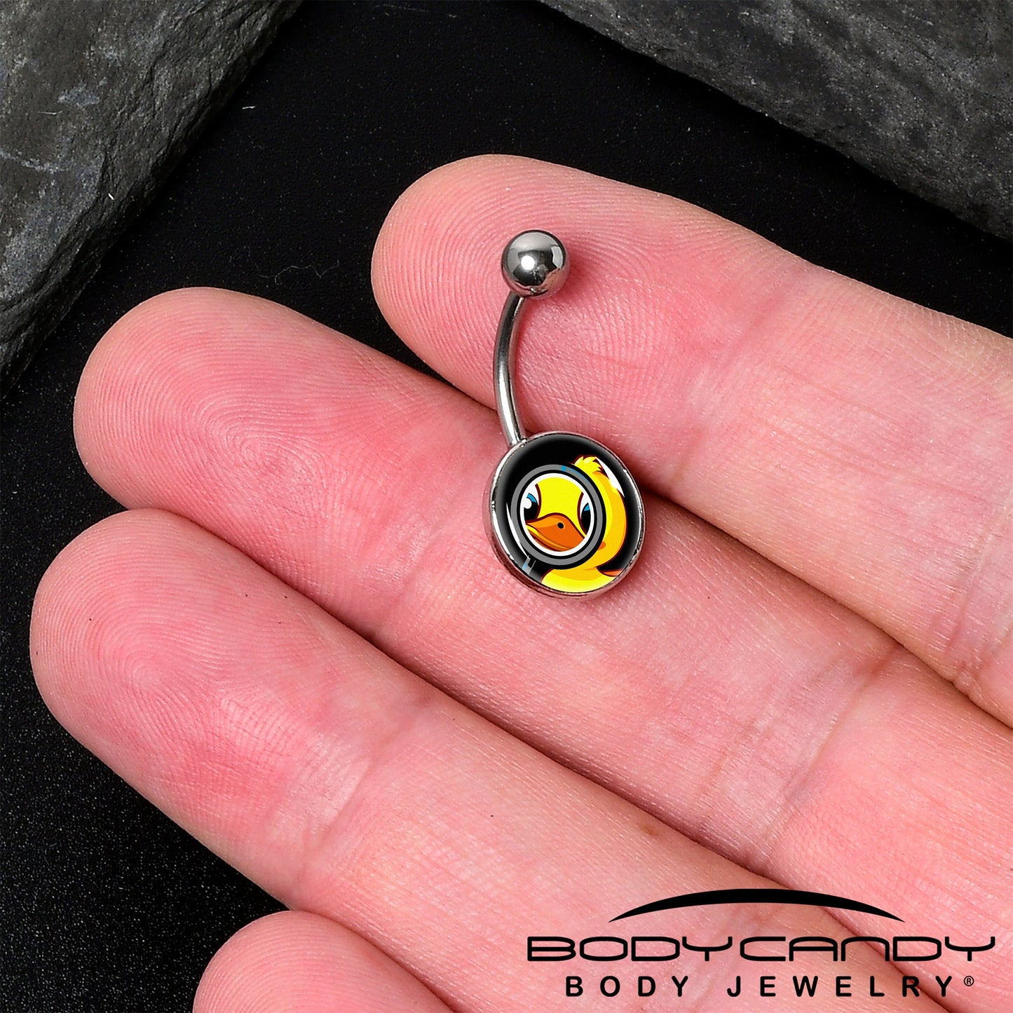 Magnified Yellow Duck Belly Ring by Onyx O