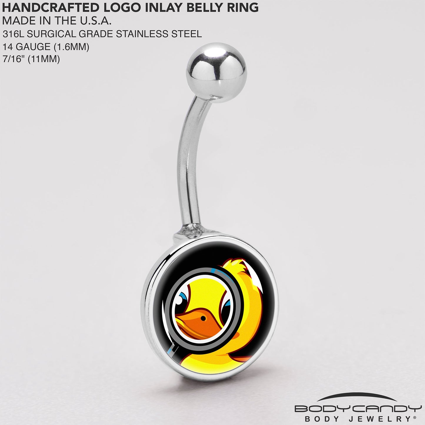 Magnified Yellow Duck Belly Ring by Onyx O