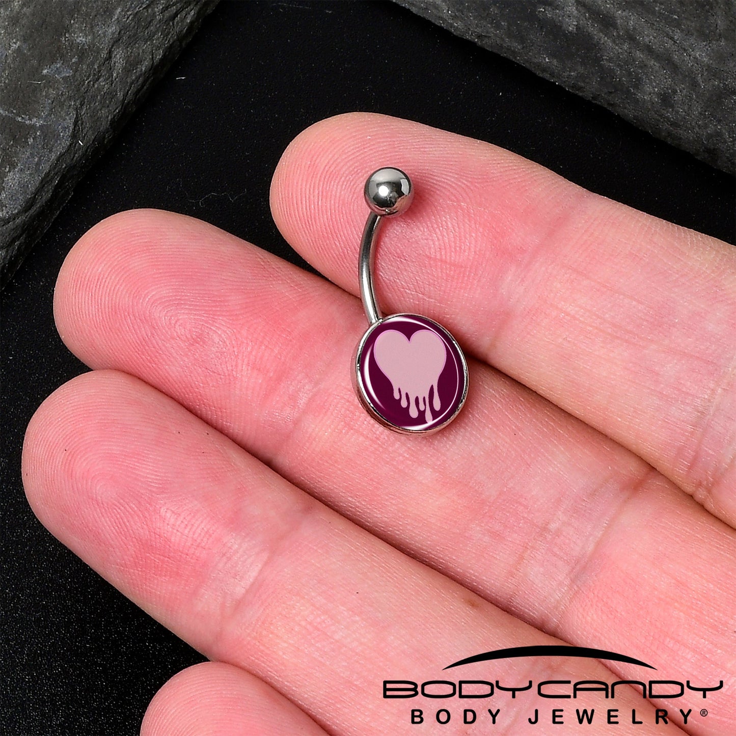 Pinkish Melting Heart Belly Ring by Onyx O