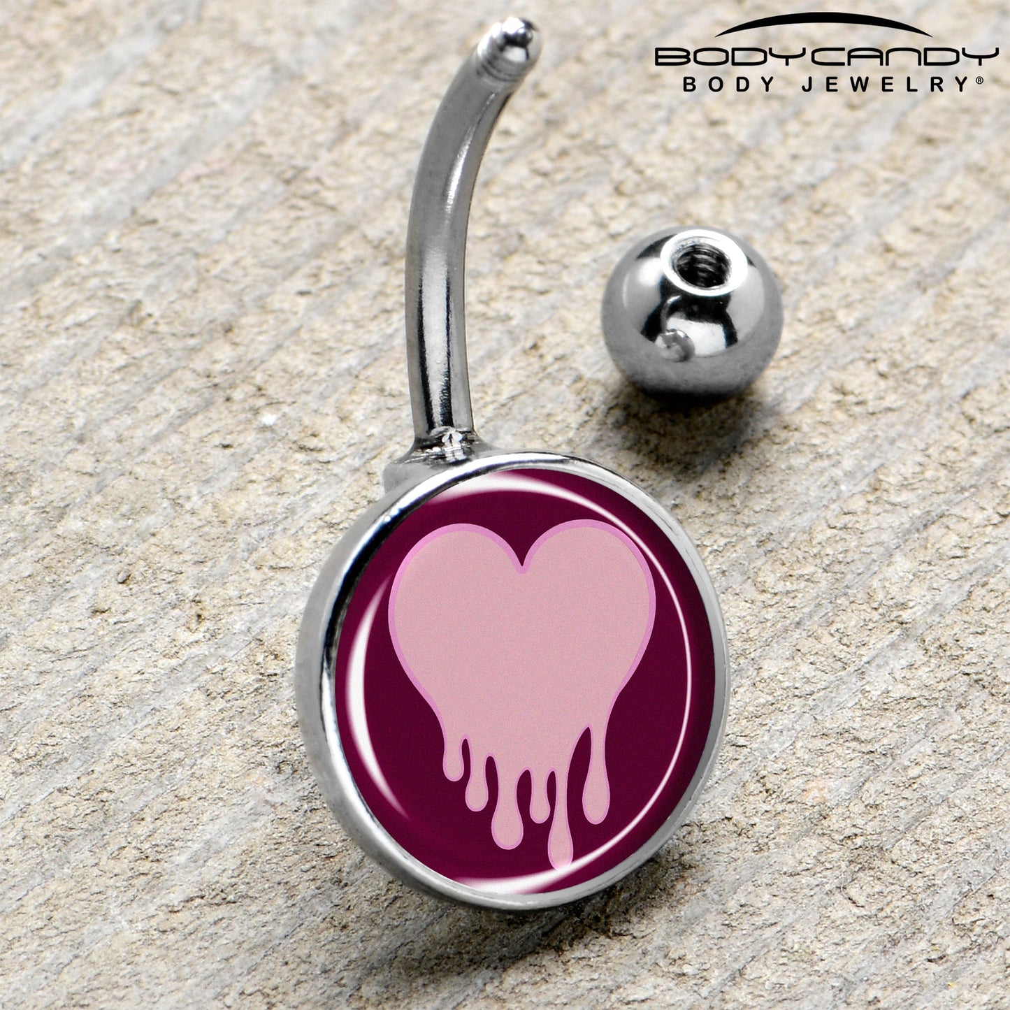 Pinkish Melting Heart Belly Ring by Onyx O