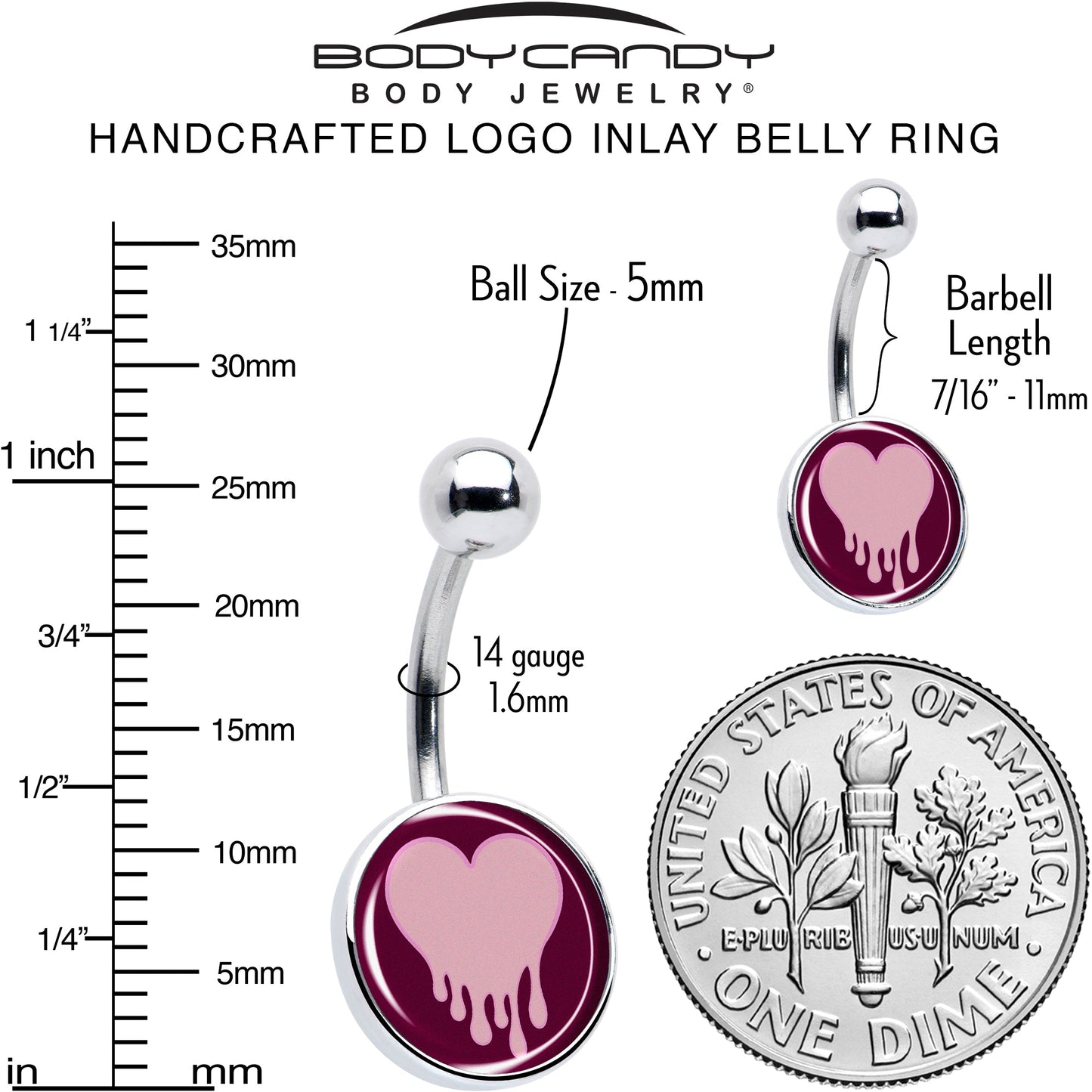 Pinkish Melting Heart Belly Ring by Onyx O