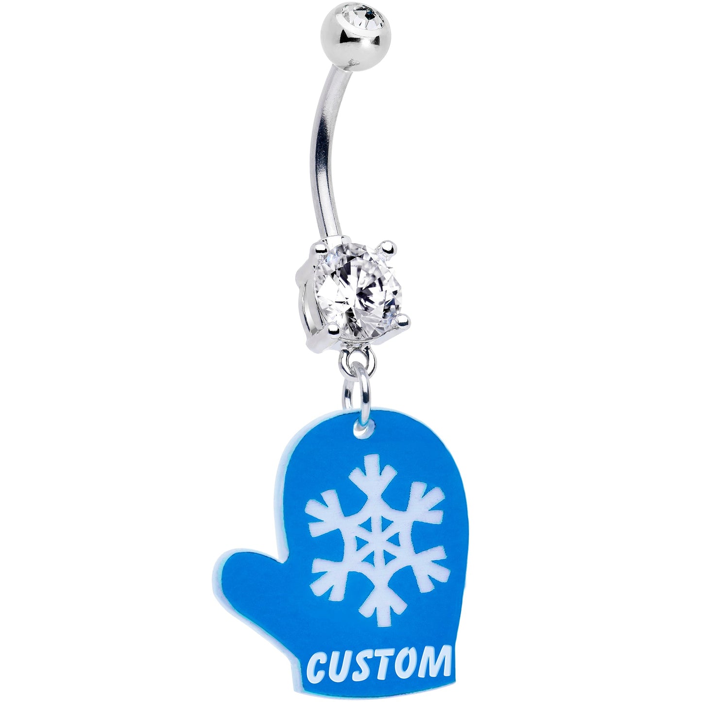 Custom Holiday Mitten Personalized Dangle Belly Ring