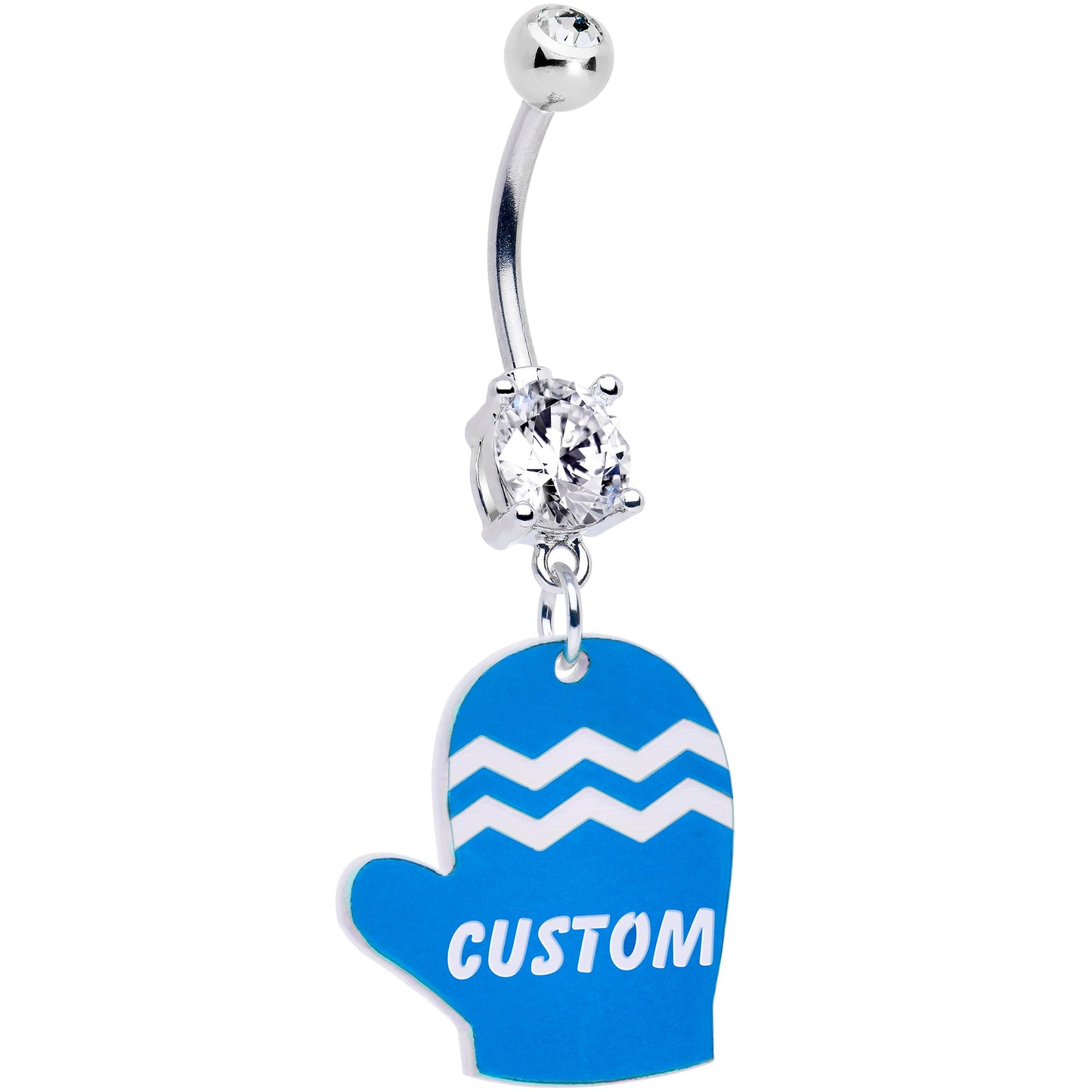 Custom Holiday Mitten Personalized Dangle Belly Ring