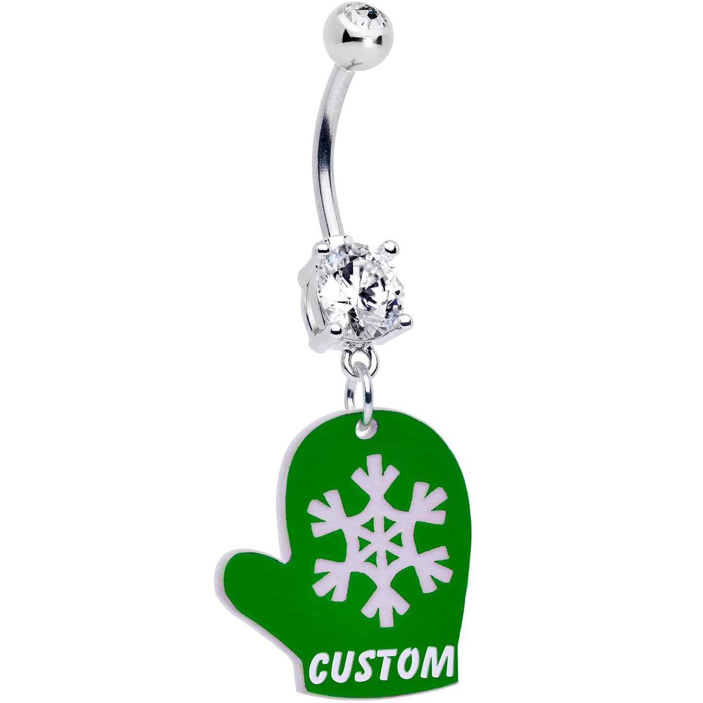 Custom Holiday Mitten Personalized Dangle Belly Ring