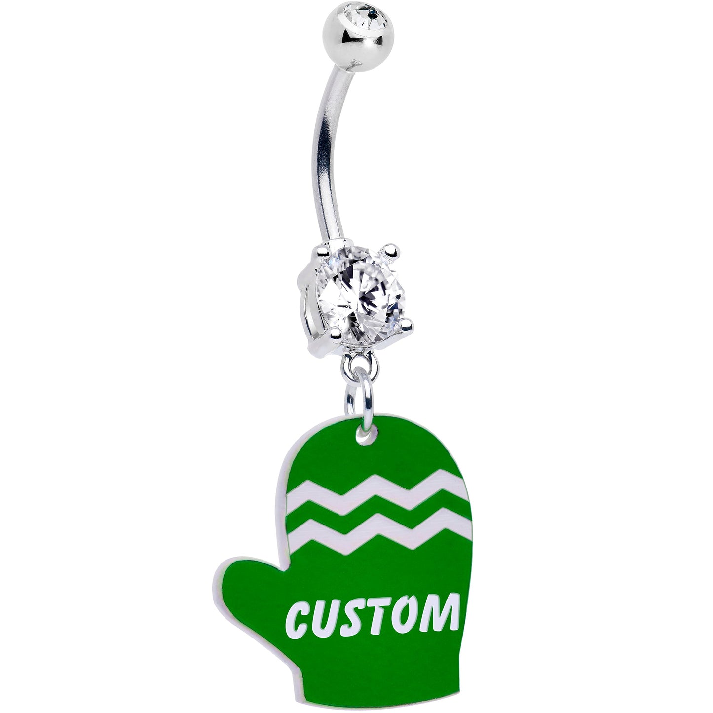 Custom Holiday Mitten Personalized Dangle Belly Ring