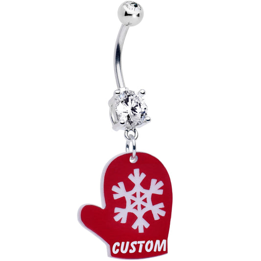 Custom Holiday Mitten Personalized Dangle Belly Ring