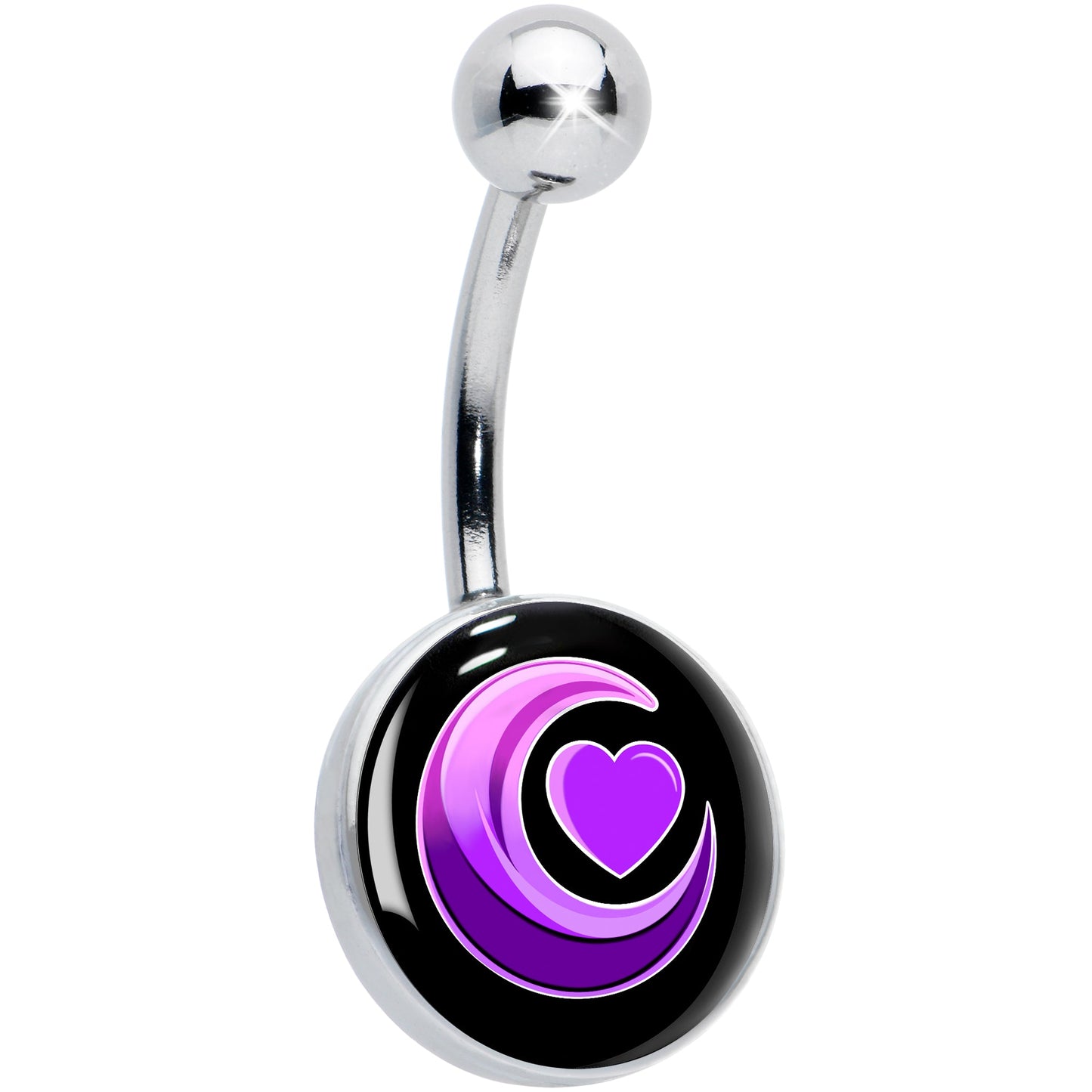 Crescent Moon Heart Belly Ring by Onyx O