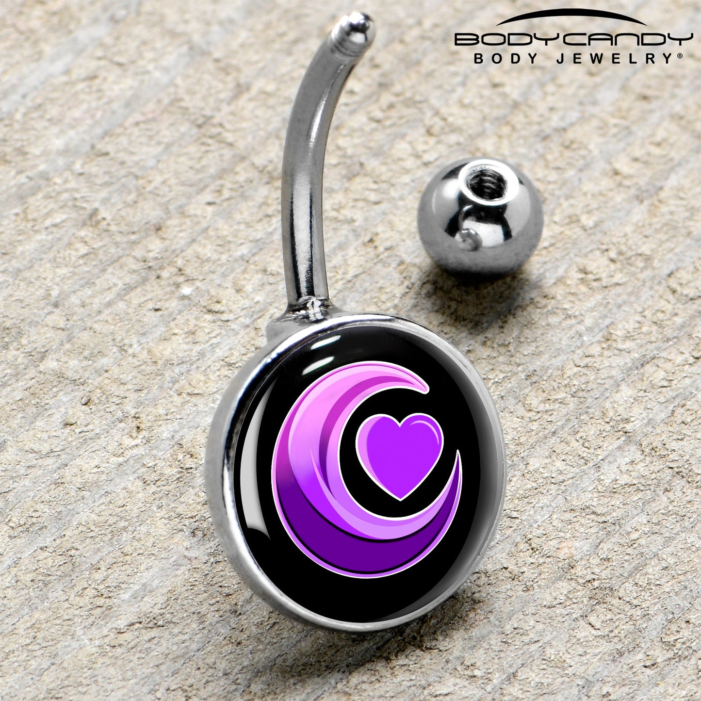 Crescent Moon Heart Belly Ring by Onyx O