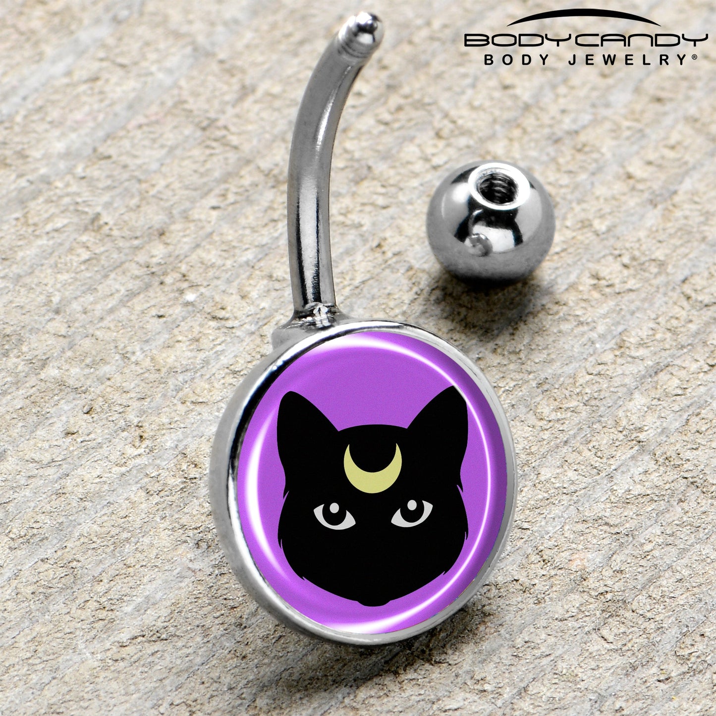 Black Mystic Kitty Cat Belly Ring by Onyx O