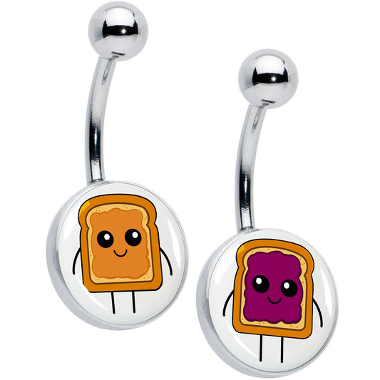 PB and J Peanut Butter and Jelly Sandwich BFF Set of 2 Belly Rings by Onyx O