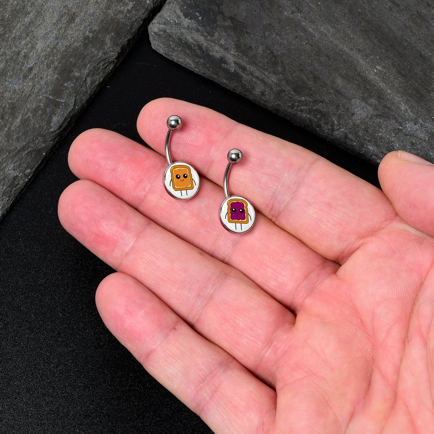 PB and J Peanut Butter and Jelly Sandwich BFF Set of 2 Belly Rings by Onyx O