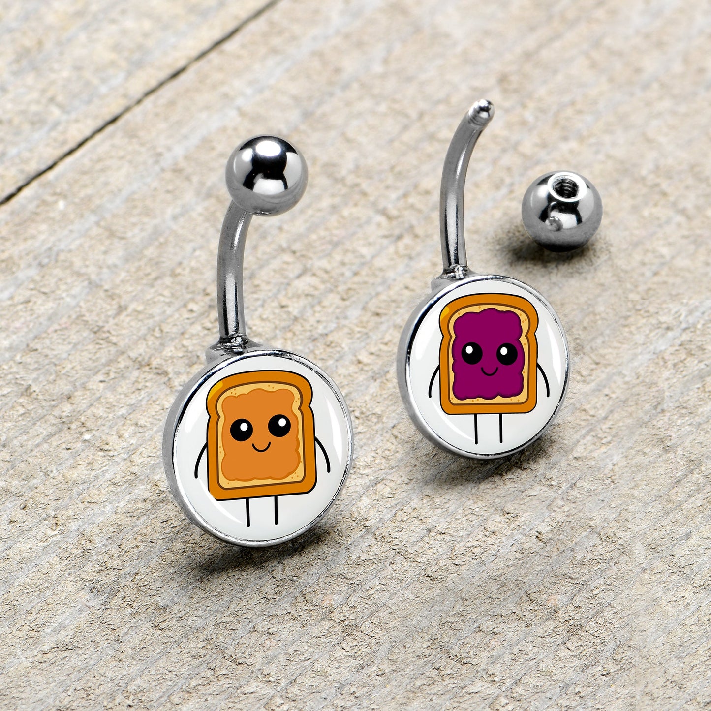 PB and J Peanut Butter and Jelly Sandwich BFF Set of 2 Belly Rings by Onyx O
