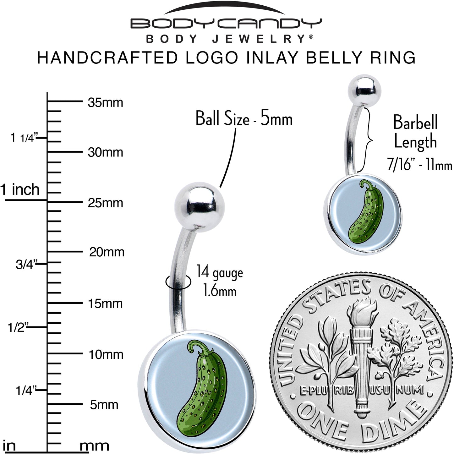 Green Pickle Belly Ring by Onyx O