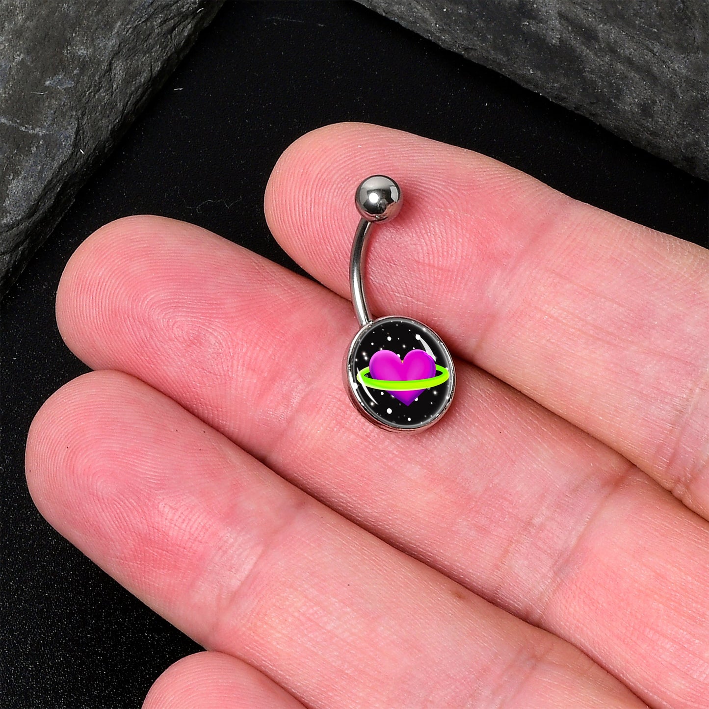 Heart Planet Belly Ring by Onyx O