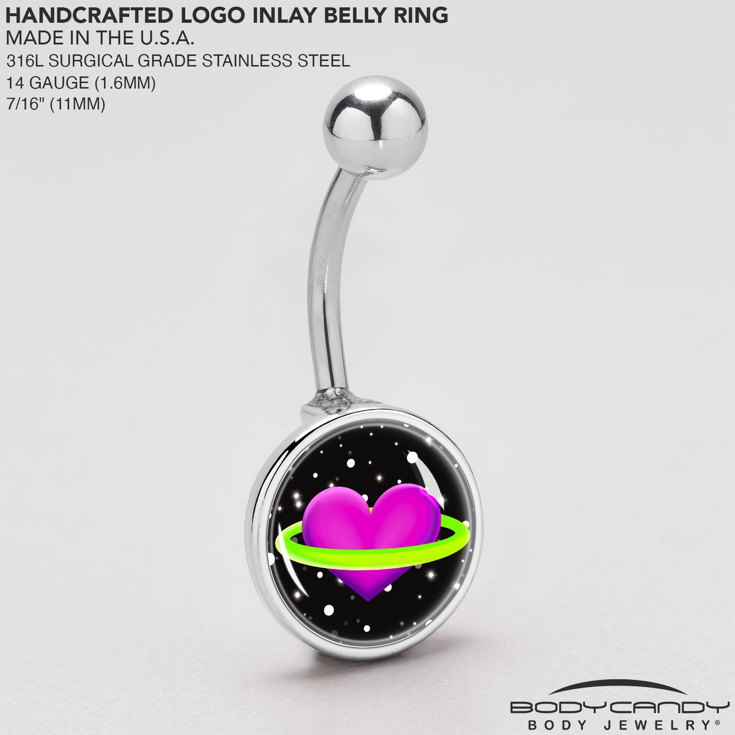 Heart Planet Belly Ring by Onyx O