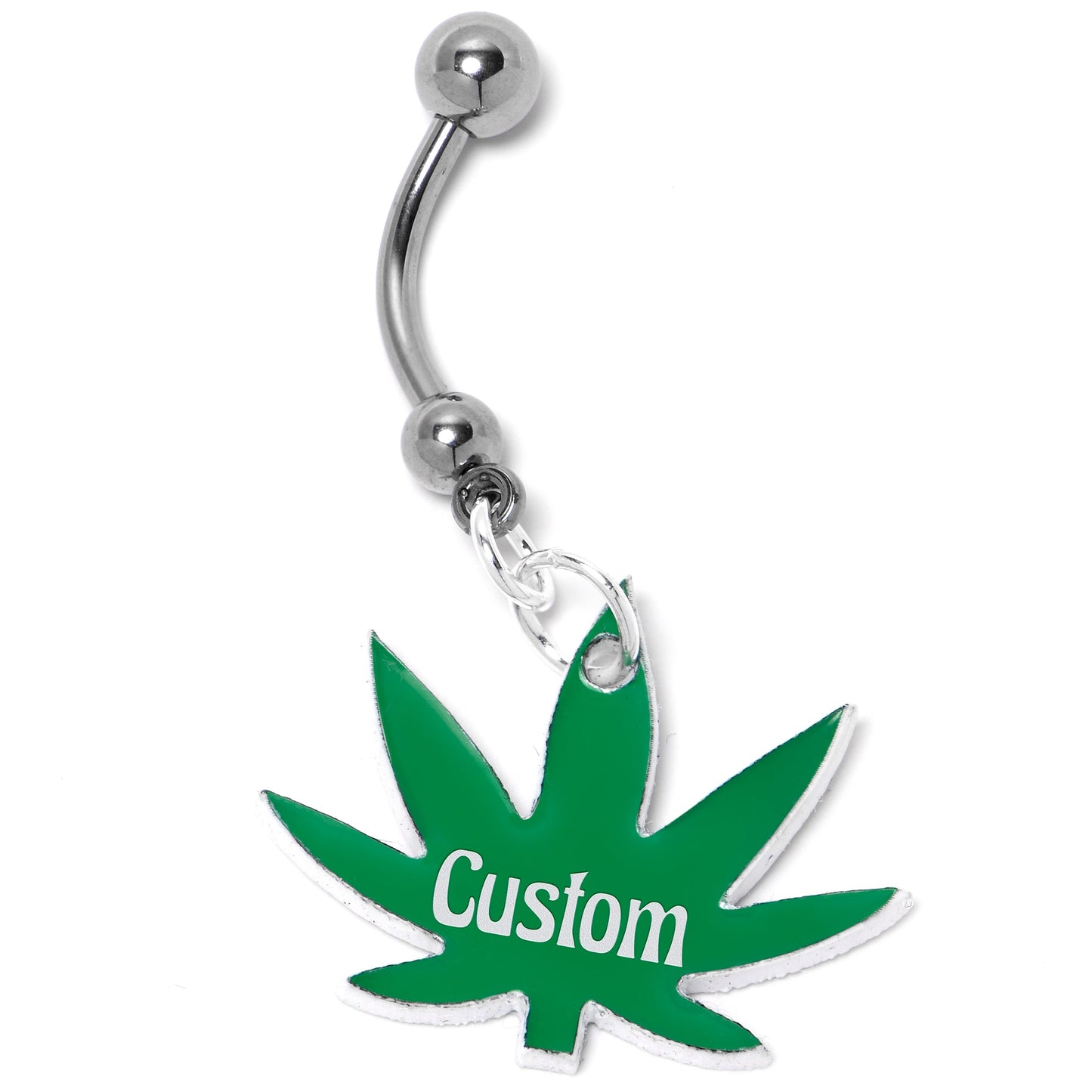 Custom Marijuana Pot Leaf Personalized Dangle Belly Ring