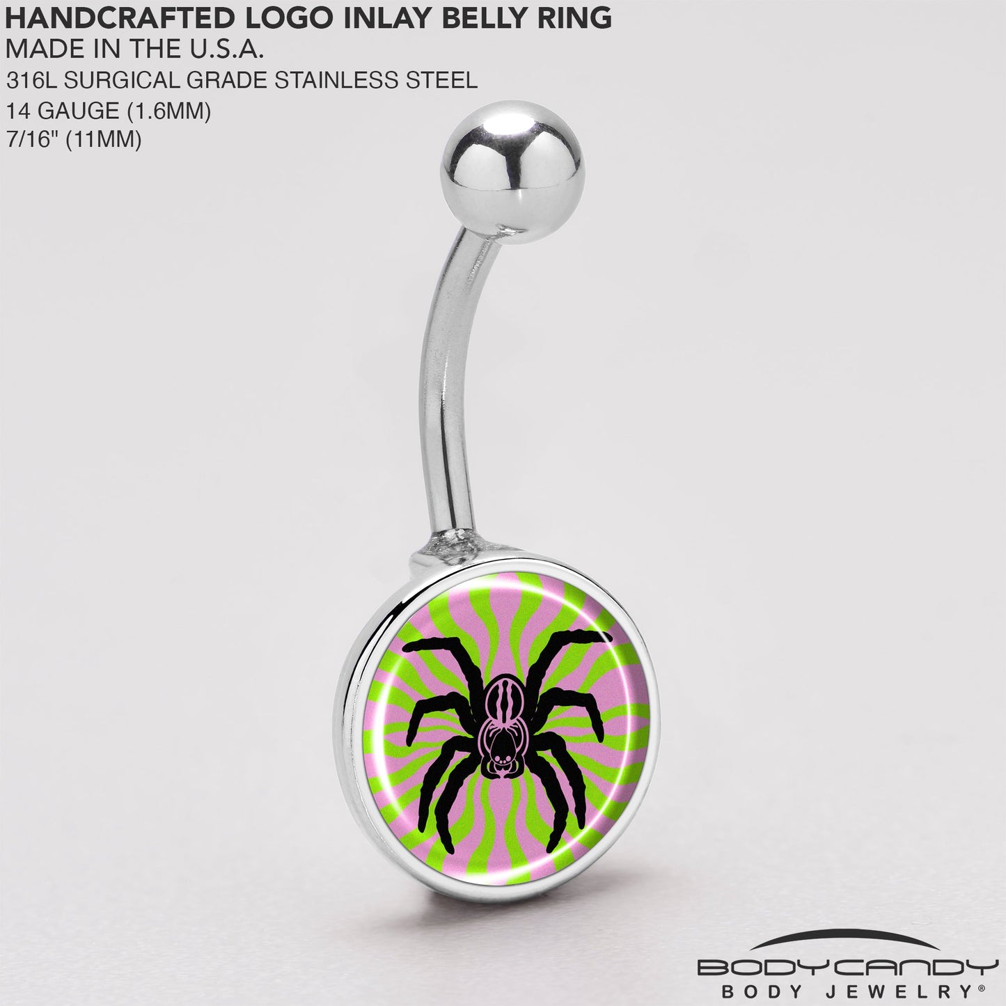 Psychedelic Spider Belly Ring by Onyx O