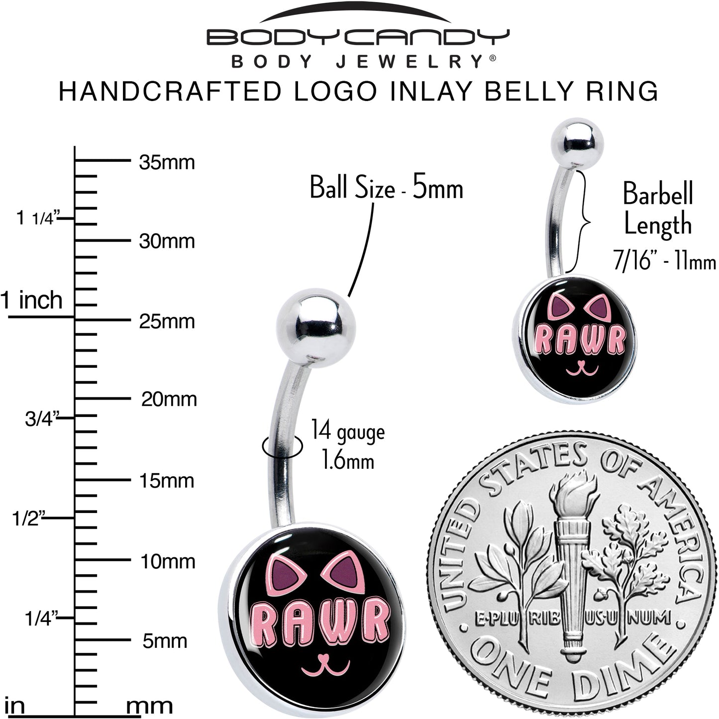RAWR Kitty Cat Belly Ring by Onyx O