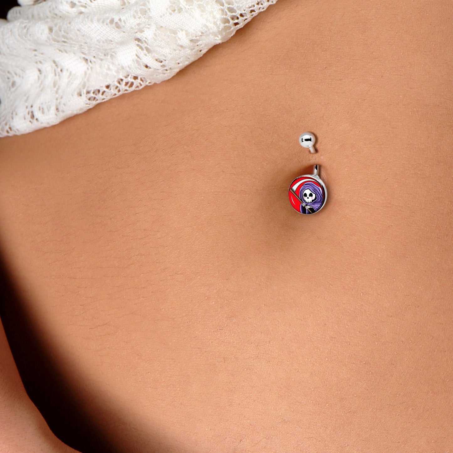 Grim Reaper Belly Ring by Onyx O