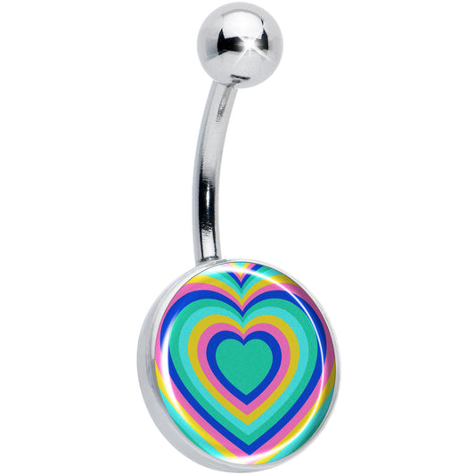Rainbow Retro Heart Belly Ring by Onyx O