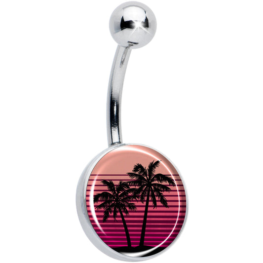 Palm Tree Retro Sunset Belly Ring by Onyx O
