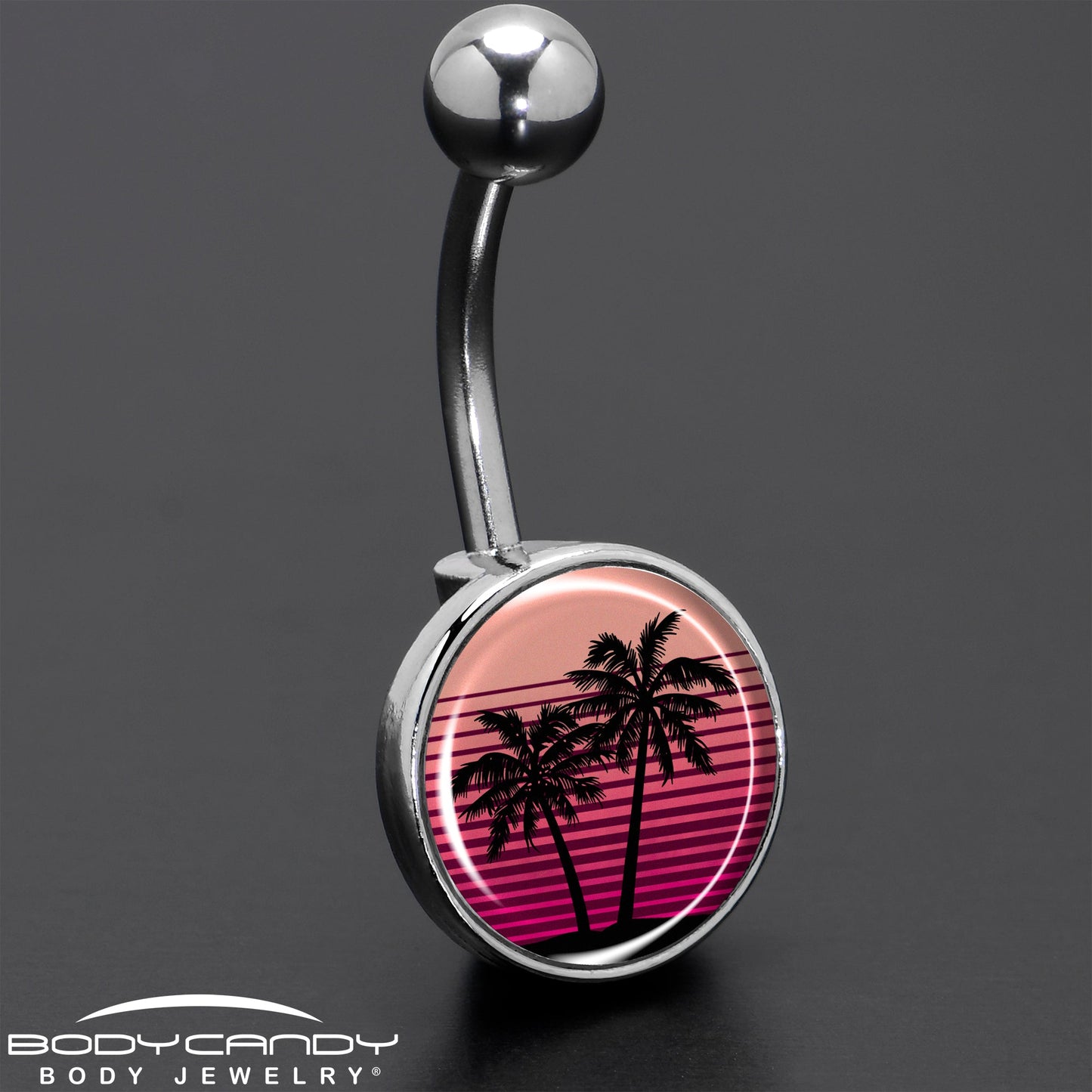 Palm Tree Retro Sunset Belly Ring by Onyx O