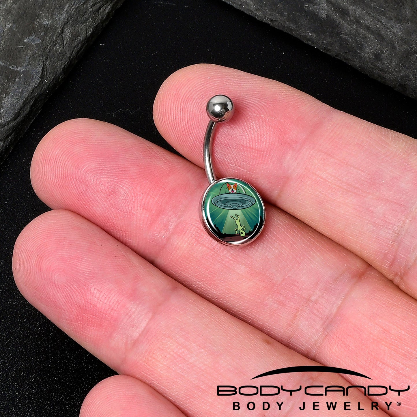 Reverse Alien UFO AbductionBelly Ring by Onyx O