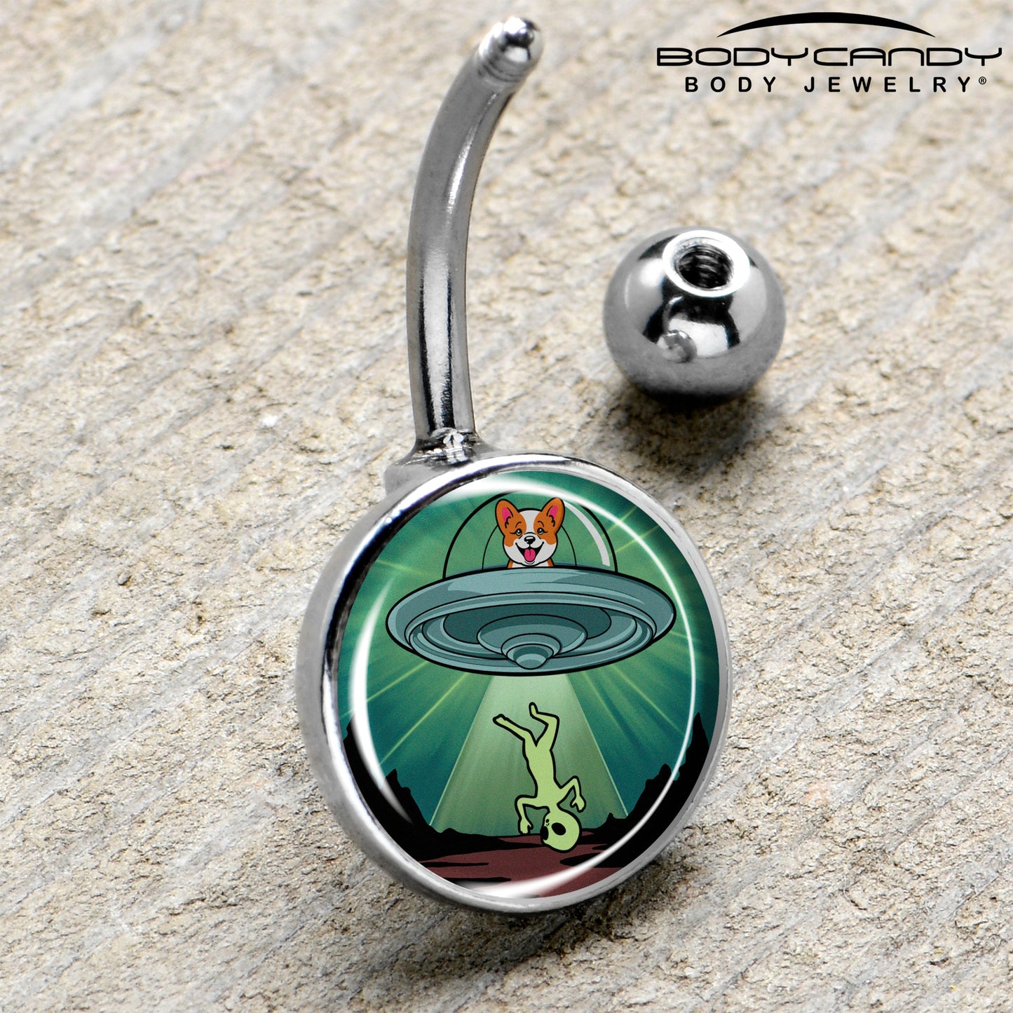 Reverse Alien UFO AbductionBelly Ring by Onyx O
