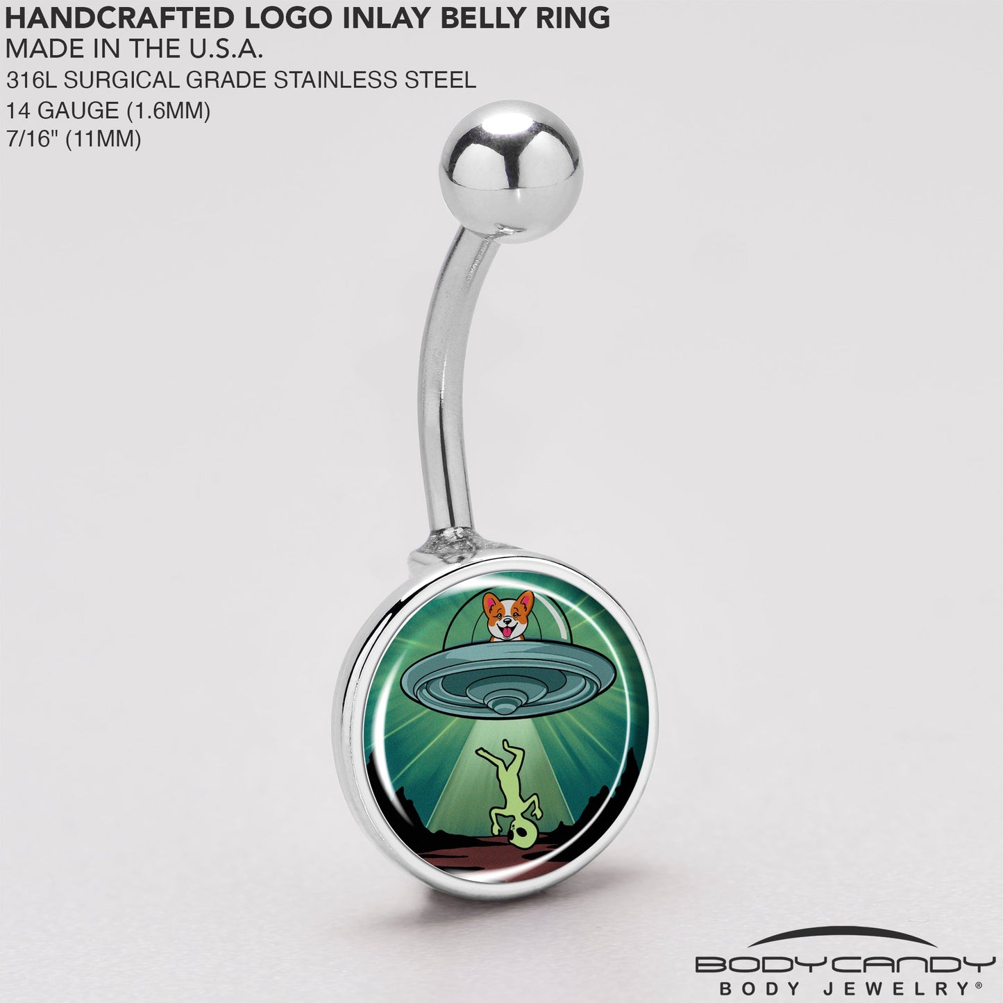 Reverse Alien UFO AbductionBelly Ring by Onyx O