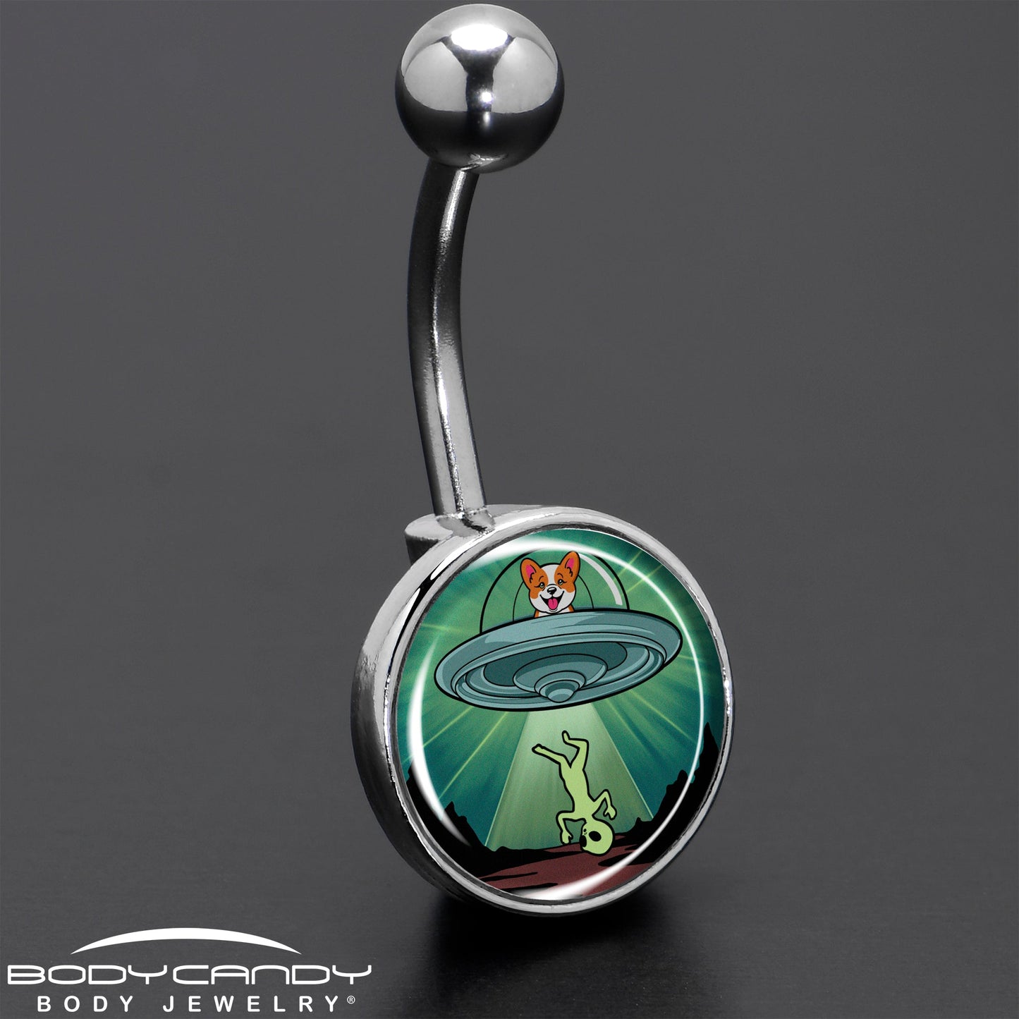 Reverse Alien UFO AbductionBelly Ring by Onyx O