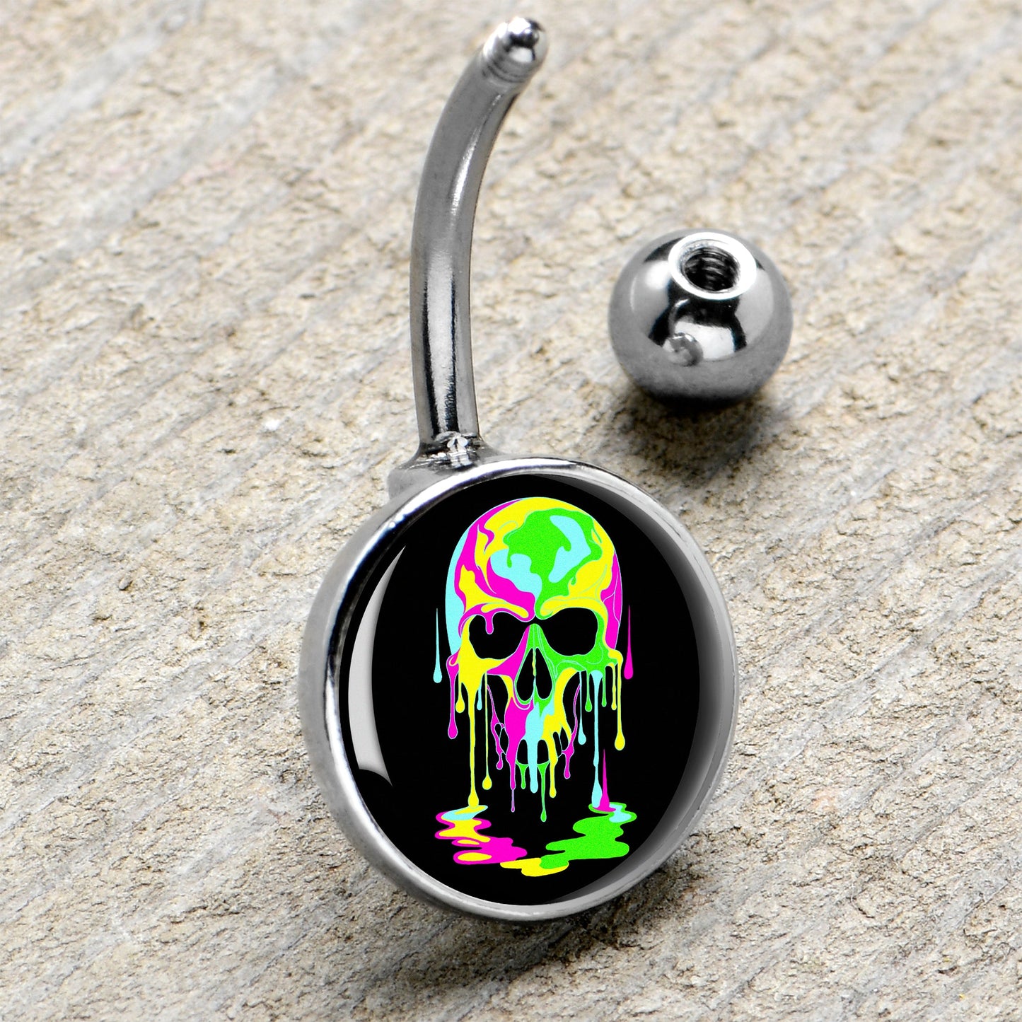 Ultra Bright Melting Skull Belly Ring by Onyx O