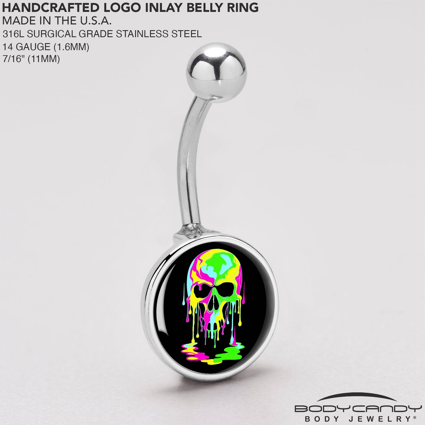 Ultra Bright Melting Skull Belly Ring by Onyx O