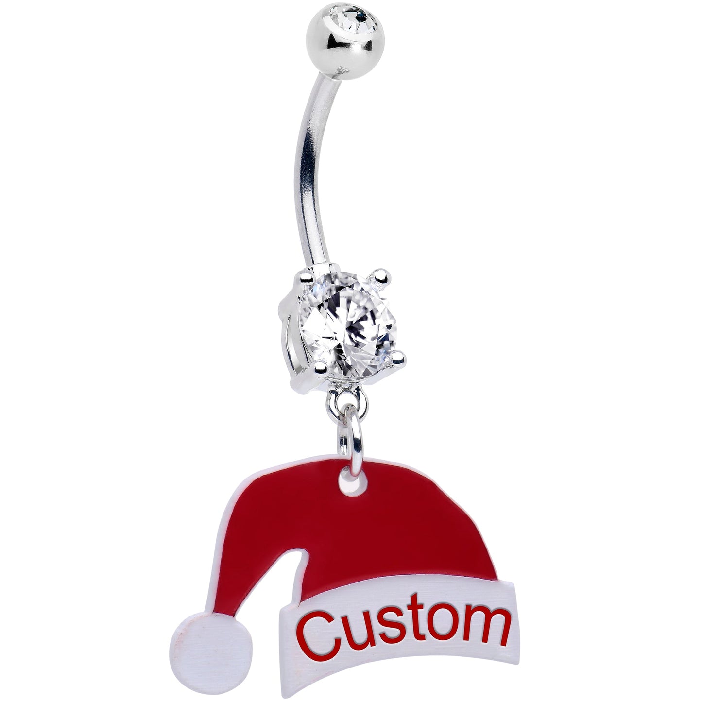Custom Santa Hat Personalized Dangle Belly Ring
