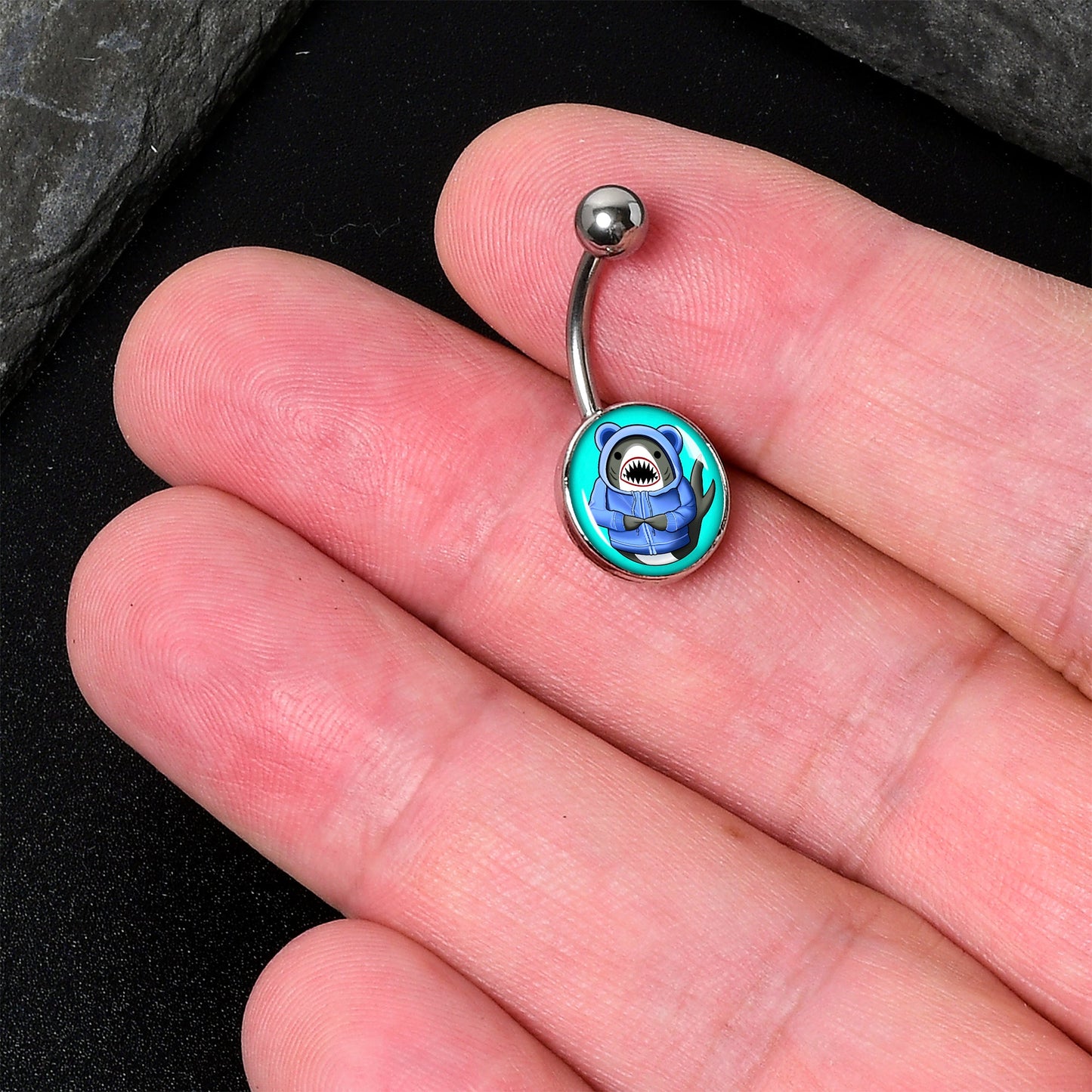 Shark in a Hoodie Belly Ring by Onyx O