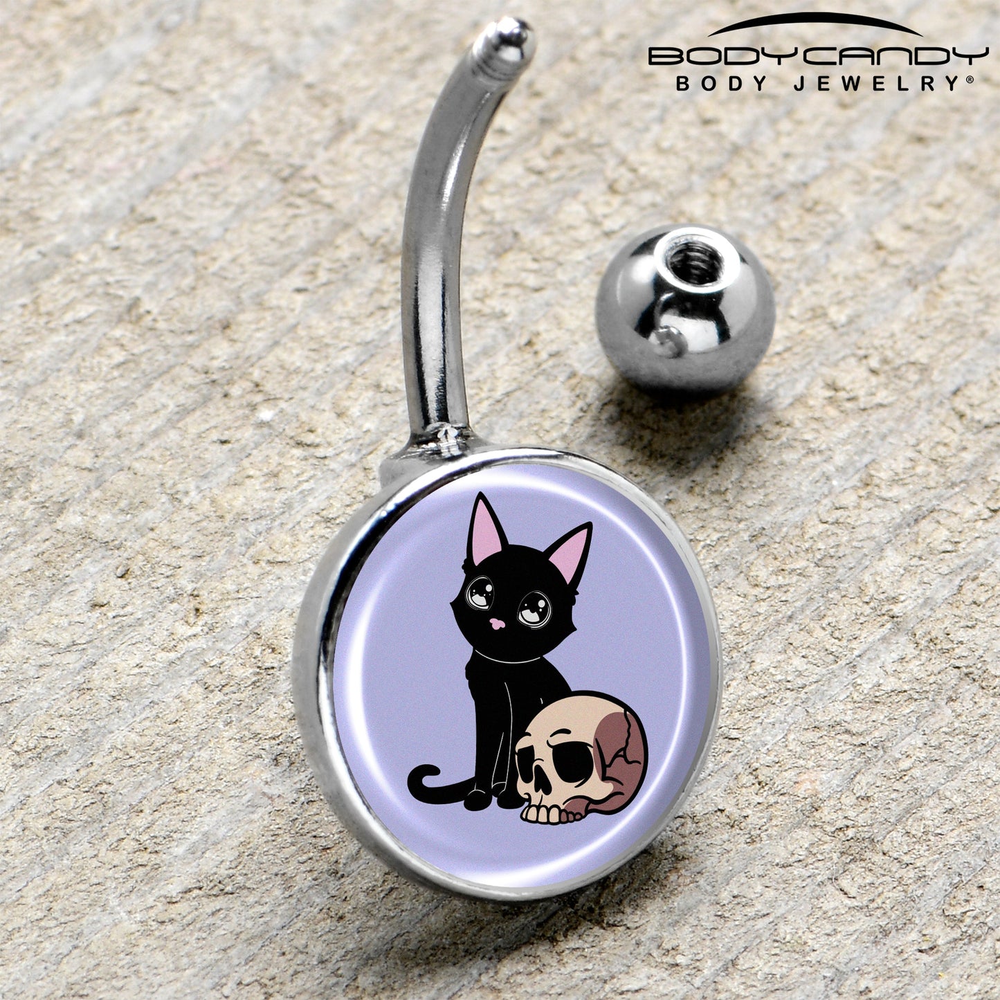 Skull Cat Belly Ring by Onyx O