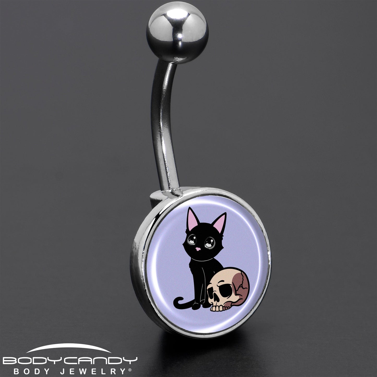 Skull Cat Belly Ring by Onyx O