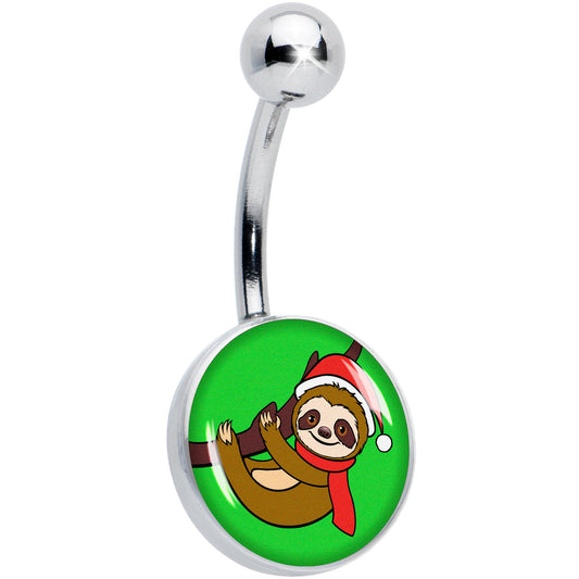 Holiday Santa Sloth Belly Ring by Onyx O