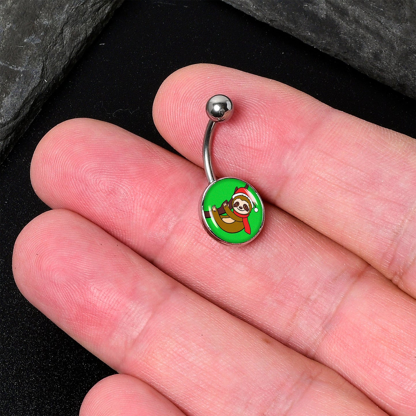 Holiday Santa Sloth Belly Ring by Onyx O
