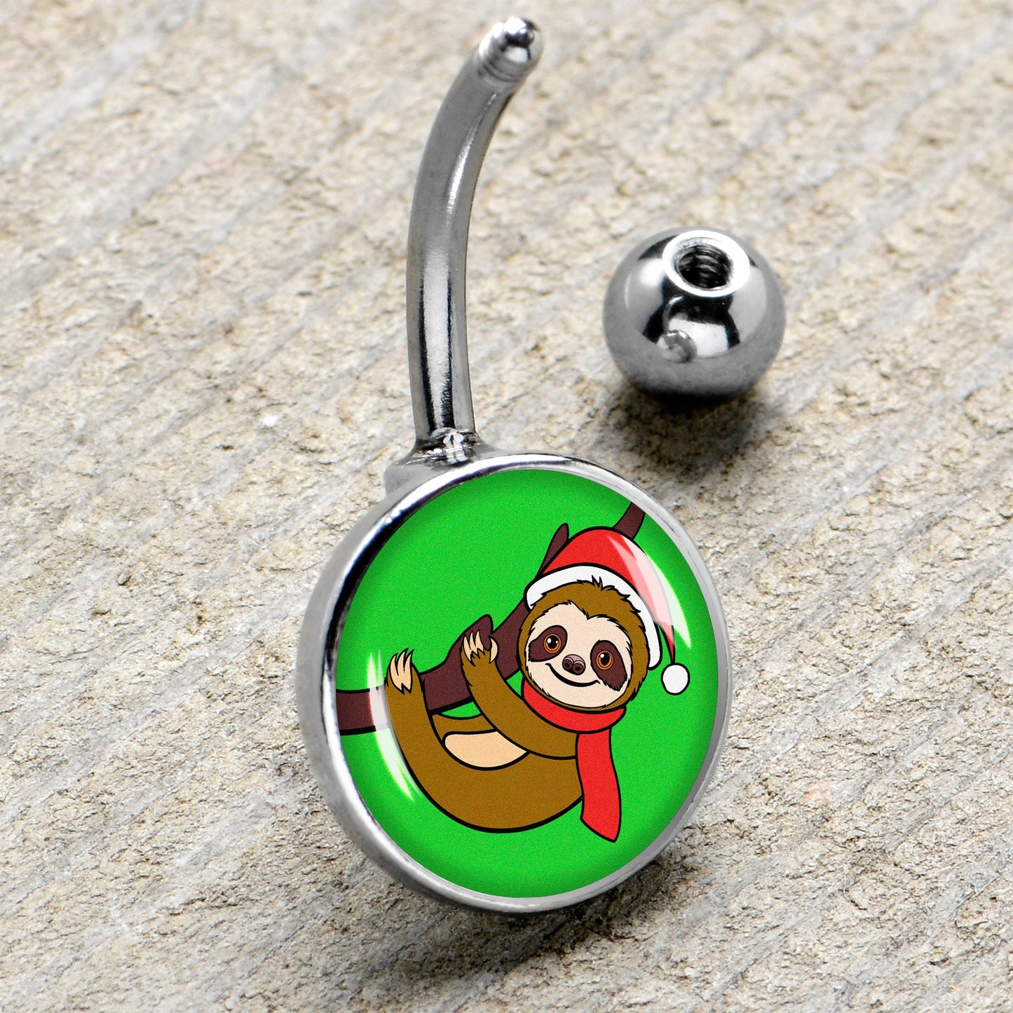 Holiday Santa Sloth Belly Ring by Onyx O
