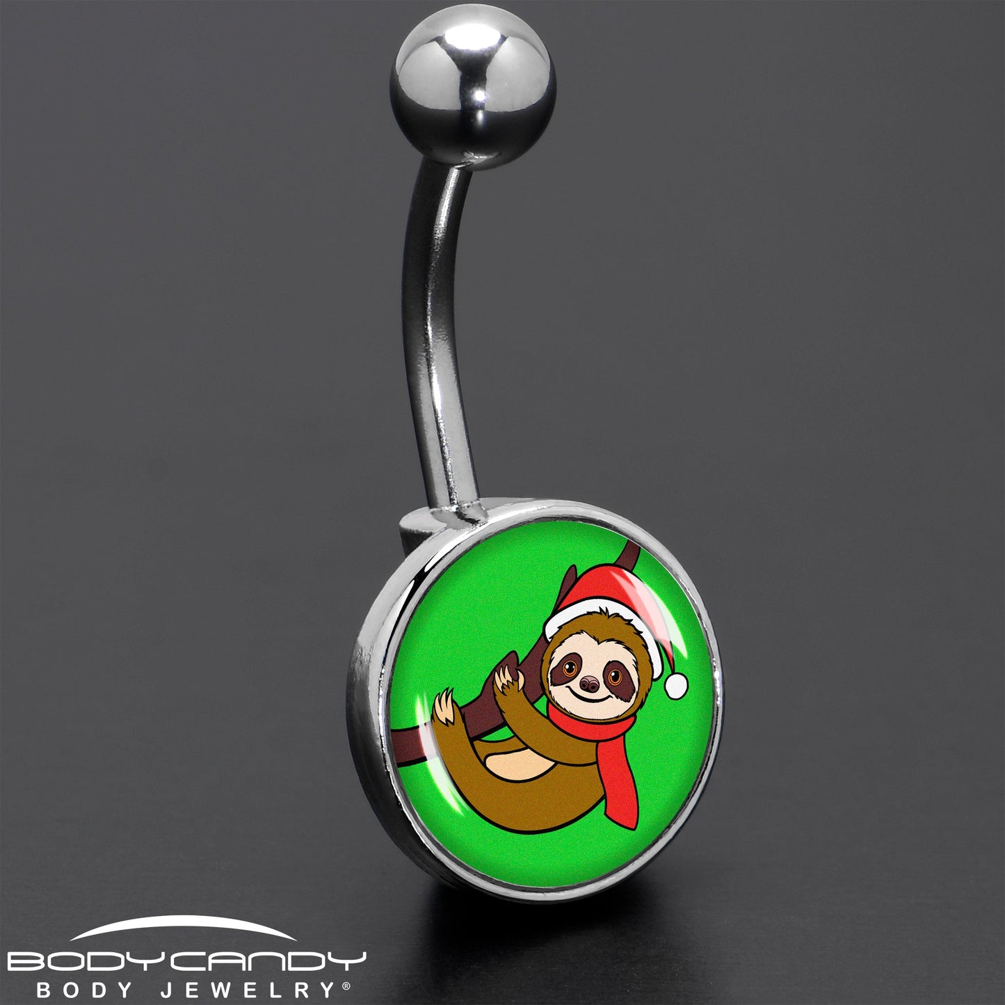 Holiday Santa Sloth Belly Ring by Onyx O