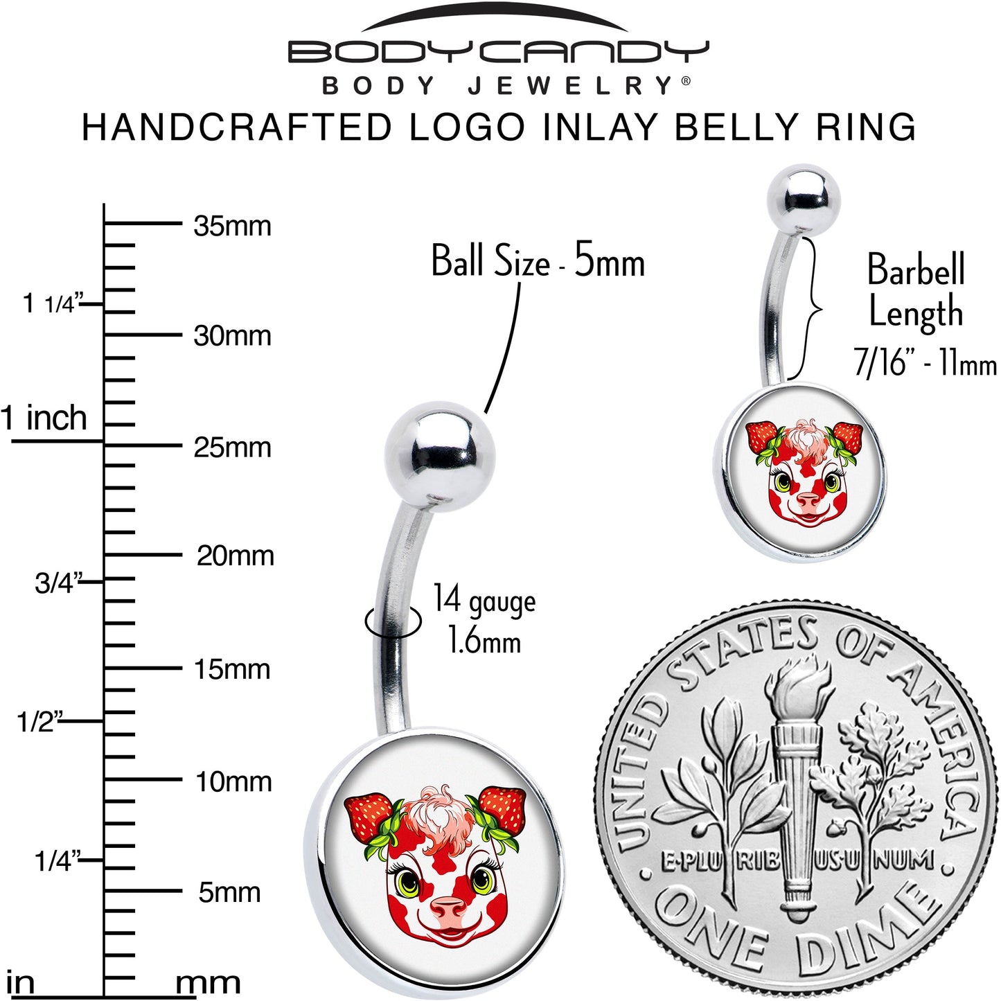 Stawberry Cow Belly Ring by Onyx O