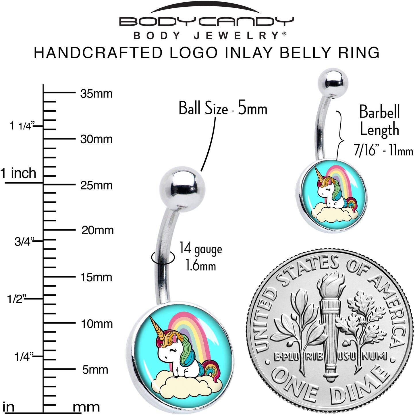 Rainbow Unicorn Belly Ring by Onyx O