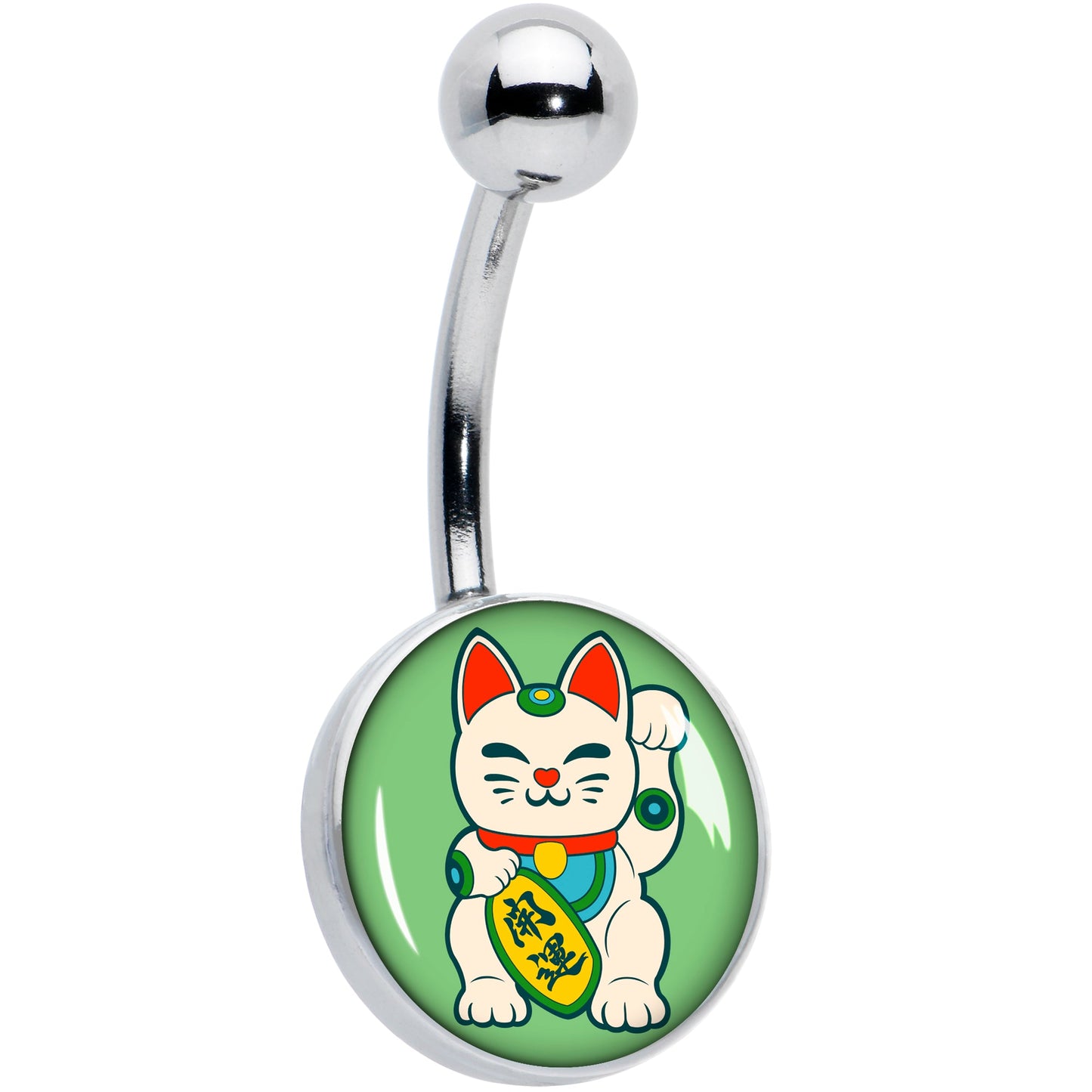 Waving Cat Belly Ring by Onyx O
