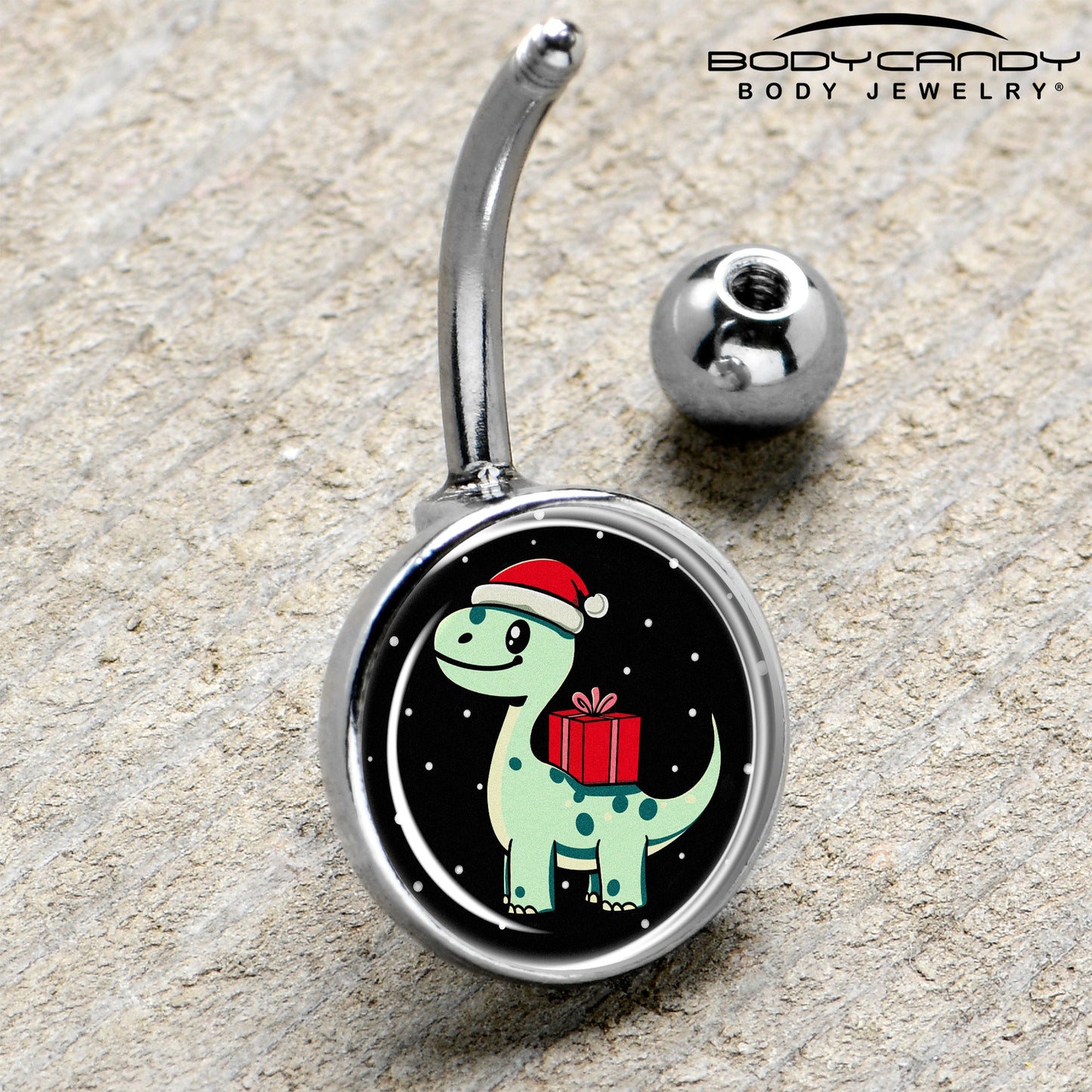 Christmas Holiday Dinosaur Belly Ring by Onyx O