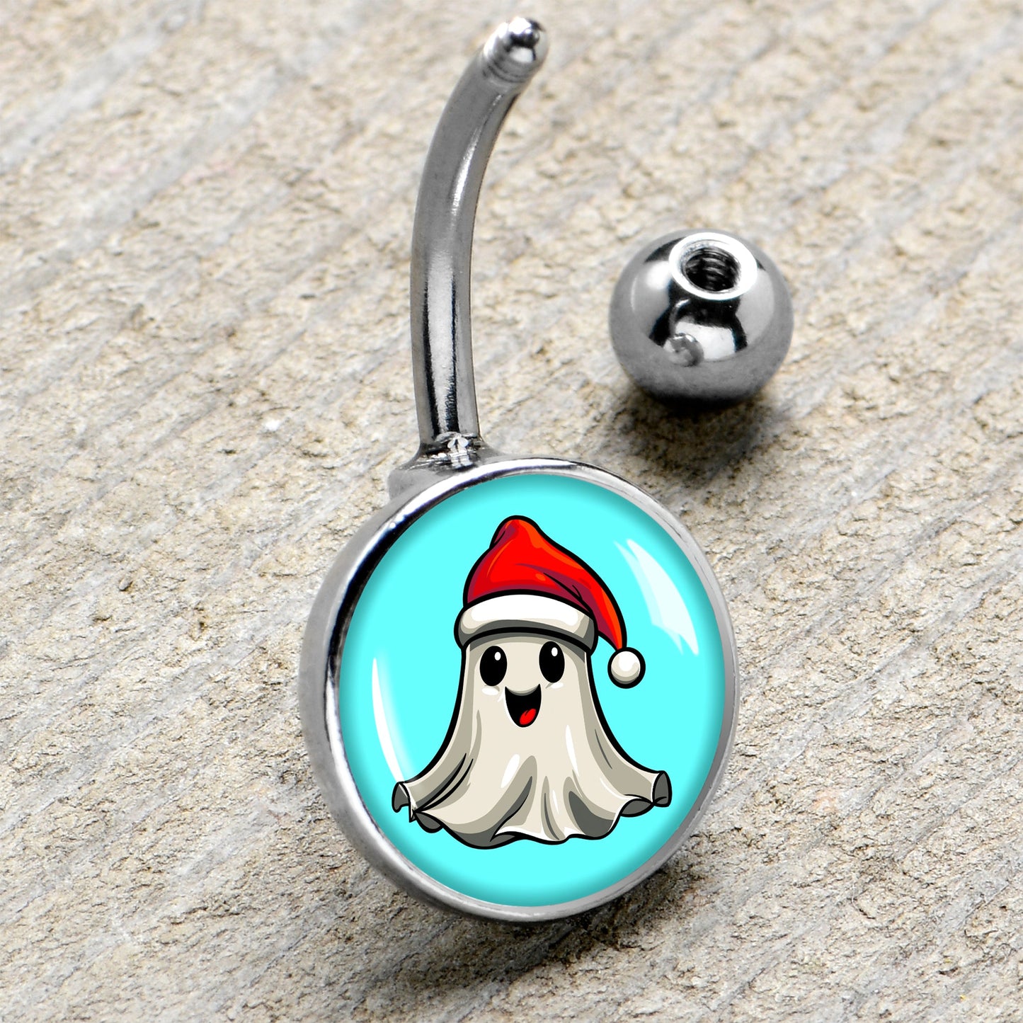 Holiday Christmas Spirit Ghost Belly Ring by Onyx O